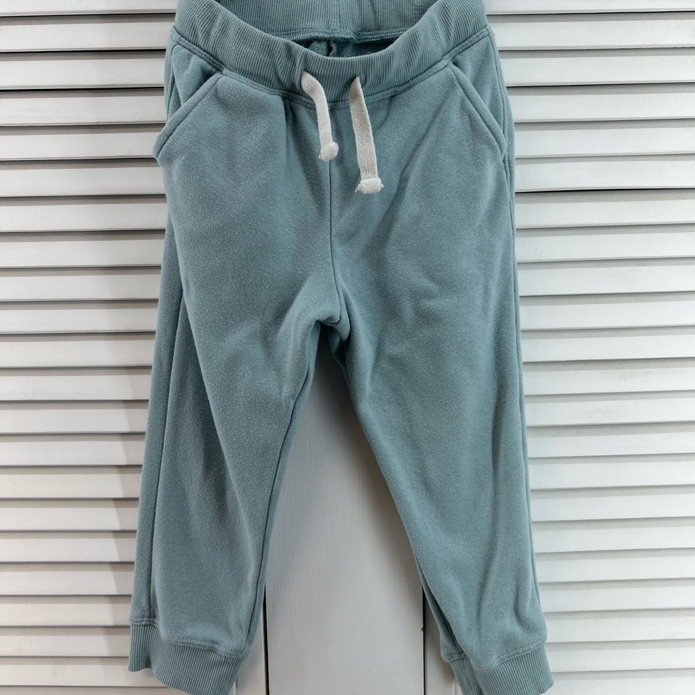 Little co size 4 Kids Soft Blue green Jogger Pants organic cotton